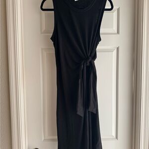 Gap Black Sleeveless Side Tie Midi Dress Jersey Knit Size L